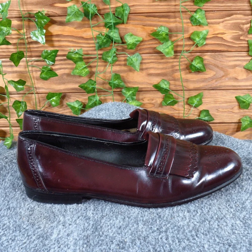 Bostonian Prime‎ Men Casual Kiltie Tassel Loafer 9.5 Dress Burgundy Leather